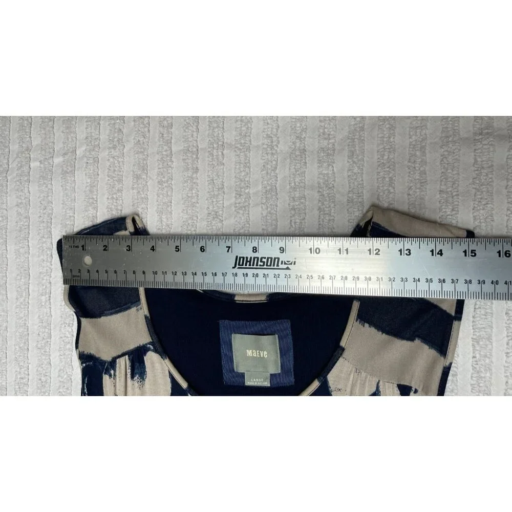 Maeve Womens Keyhole Neck Stripe A-Line Belted Dress Size Large Blue Sleeveless - Picture 5 of 10